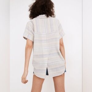 Madewell Crinkle Hayden Popover Top In Stripe Sz S
